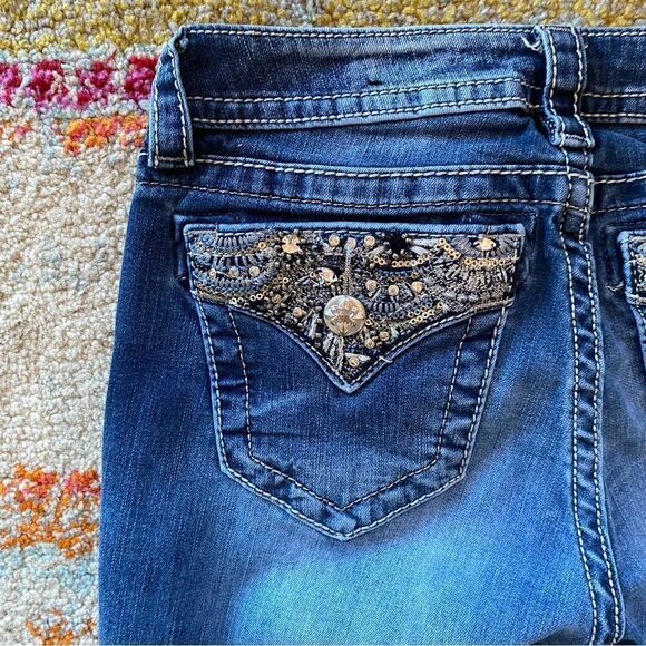 Miss Me Rhinestone Sequin Mid-Rise Skinny Jeans - Picture 6 of 13